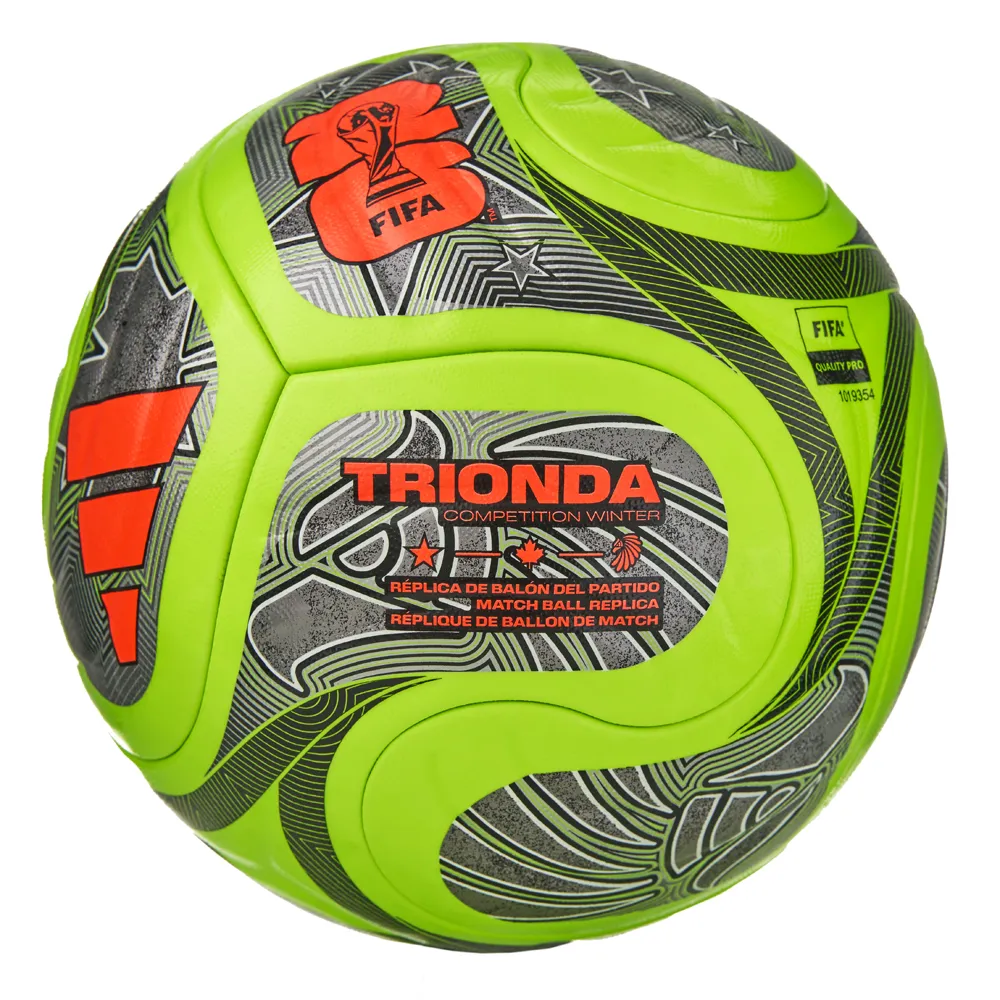 Мяч футб. ADIDAS WC26 Trionda Competition Winter JV6223, р.5, FIFA Pro, 4пан, ПУ,термосш, флуор.лайм