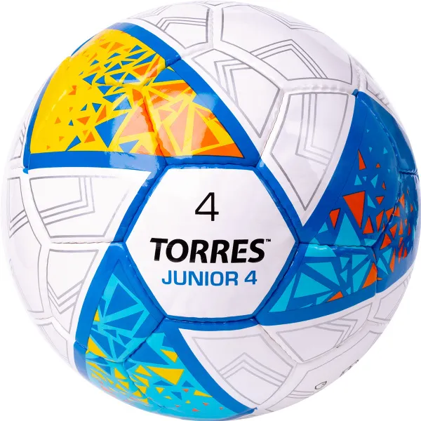 Мяч футб. TORRES Junior-4, F323804, р.4,глянц.ПУ, 4 сл, 32п, руч.сш, бел-жел-гол за 2&nbsp;070.60 ₽ в Новосибирске