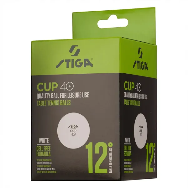 Мяч для наст. тенниса Stiga Cup ABS, 1110-2510-12, диам.40+мм, пластик, упак. 12 шт, белый за 1&nbsp;774.80 ₽ в Новосибирске
