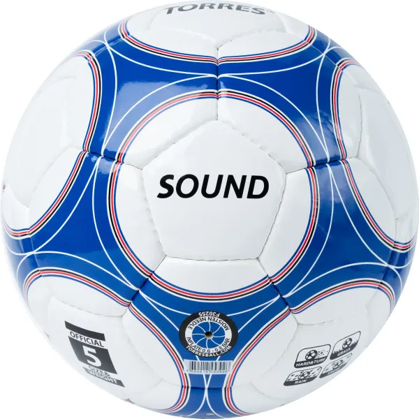Мяч футб. TORRES Sound, F30255, р.5, со звук.панелями, 32 п,гл.PU,4 слоя, руч. сш, бело-син-чер за 3&nbsp;624.40 ₽ в Новосибирске