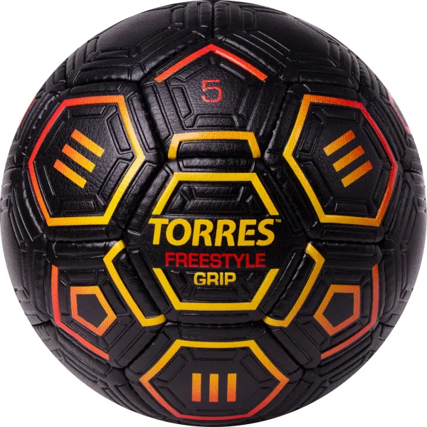 Мяч футб. TORRES Freestyle Grip, F323765, р.5, 32 панели. PU, ручная сшивка, черно-желт-красн за 2&nbsp;070.60 ₽ в Новосибирске