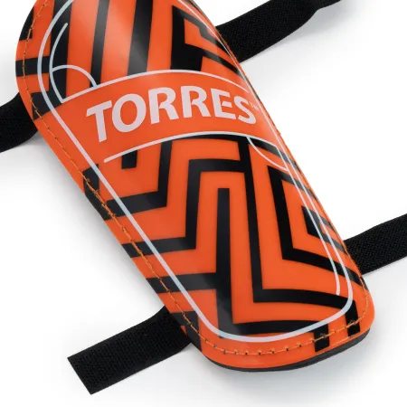 Щитки футбольные TORRES Club, FS2307XS, р. XS, без голеностопа, две заст. на лип, оранжево-черный