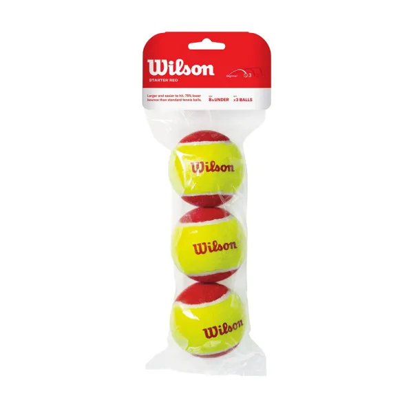 Мяч теннисный детский WILSON Starter Red, WRT137001,уп.3 шт, фетр,нат.резина,желто-красный