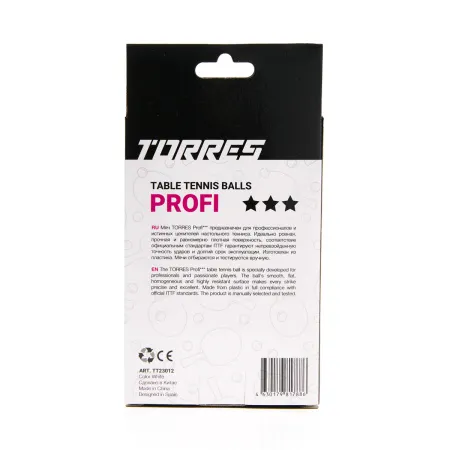 Мяч для наст. тенниса TORRES Profi 3*, TT23012, диам. 40+мм, упак. 6 шт, белый за 338.30 ₽ купить в Новосибирске