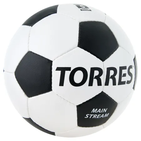 Мяч футб. TORRES Main Stream, F30185, р.5, 32 пан. ПУ, 4 под. слоя, руч. сшивка, бело-черный