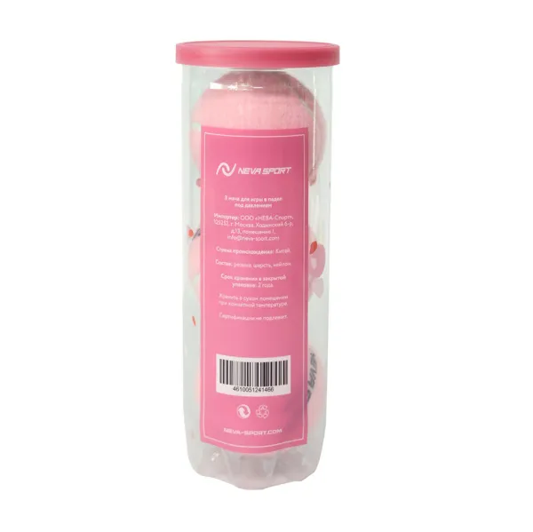 Мяч для падела NS Sakura, UAA2, уп.3 шт, сукно, нат.резина, розовый за 824.50 ₽ в Новосибирске