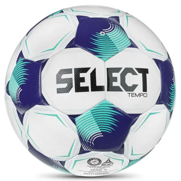 Мяч футб. SELECT Tempo TB V26, 0575071003, р.5, FIFA Basic, 32пан, ПУ, термосш, бело-фиолет-бирюз