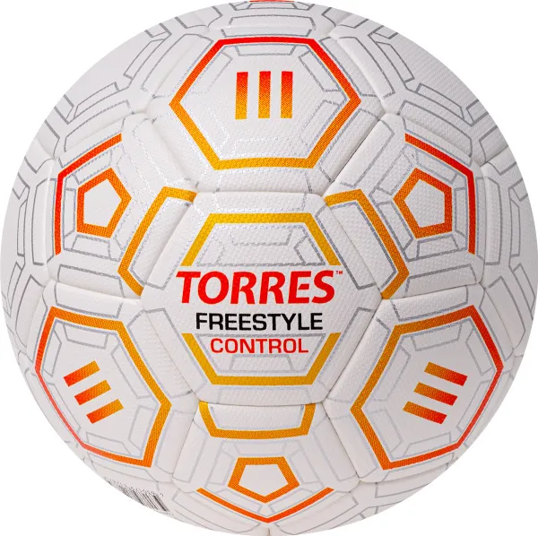 Мяч футб. TORRES Freestyle Control, F3231765, р.5, 32 п.,PU-Microfi, термосшив., бело-оран-сереб