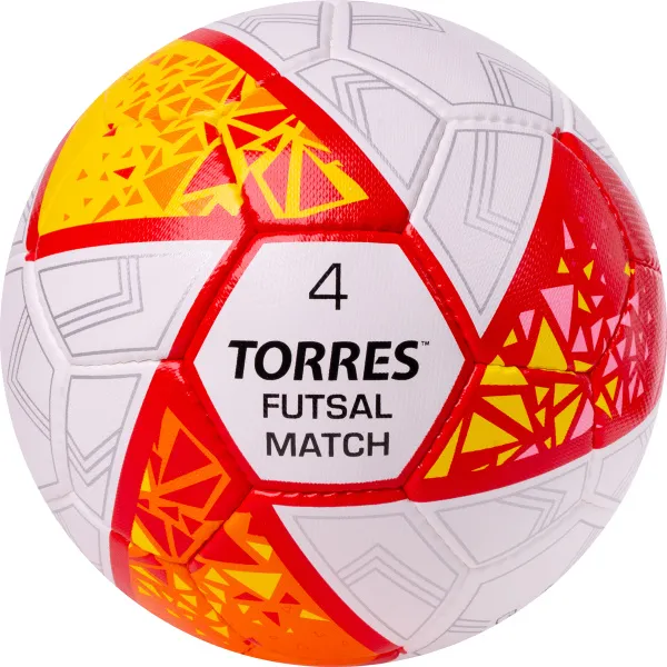 Мяч футзал. TORRES Futsal Match, FS323774, р.4, 32 панели. ПУ,4 подкл.слоя,ручн.сш,бело-крас-жёлт за 2&nbsp;454.80 ₽ в Новосибирске