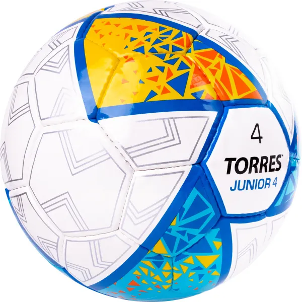 Мяч футб. TORRES Junior-4, F323804, р.4,глянц.ПУ, 4 сл, 32п, руч.сш, бел-жел-гол за 2&nbsp;070.60 ₽ в Новосибирске