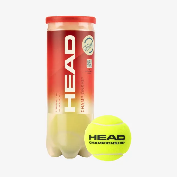 Мяч теннисный HEAD Championship 3B, 575203, упак.3шт, одобр.ITF, сукно, желтый