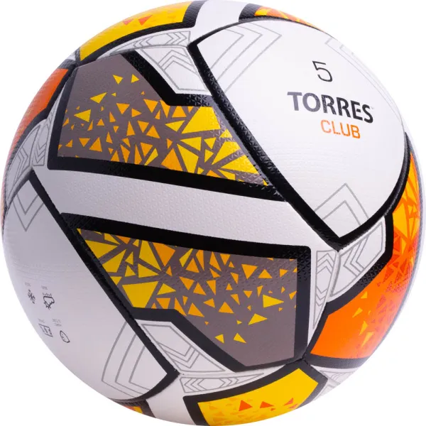 Мяч футб. TORRES Club, F323965, р.5, 10 пан., ПУ, гибрид. сшив, бел-оранж-желт за 2&nbsp;225.30 ₽ в Новосибирске