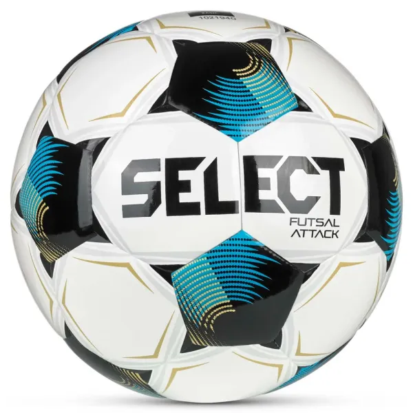 Мяч футзал. SELECT Futsal Attack V26, 1073471009, р.4, 32п, ПУ, руч.сш, бело-сине-черный
